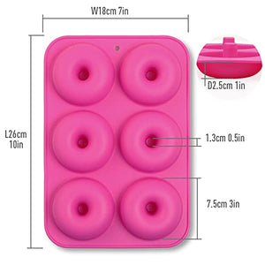 Moldes de silicona para rosquillas, paquete de 2 moldes de silicona antiadherentes de grado alimenticio para hornear con rosquilla - verde y rosa rojo