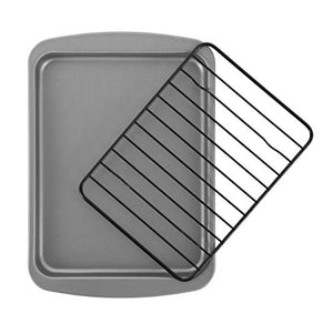 charola para hornear galletas con estante de refrigeración antiadherente, 8.5 x 6.5 pulgadas, color gris