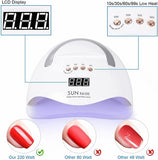 Lámpara de uñas para esmalte de gel, 180W 45 UV/ LED Secador de uñas profesional UV Lámpara de uñas LED con 4 ajustes de temporizador, Pantalla LCD, Función de temporizador de memoria y pausa, lámpara de gel de curado portátil más rápido
