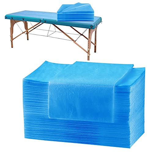 Sábanas desechables para mesa de masaje, sábanas desechables para mesa de masaje, fundas de cama impermeables al aceite, fundas de cama de spa, tela no tejida suave y transpirable, 31.5 x 74.8 pulgadas, color azul (100 unidades (paquete de 1))