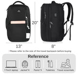 Mochila de viaje, 40 L, aprobada por vuelo, equipaje de mano, resistente al agua, antirrobo, bolsa de día grande para portátil de 17 pulgadas, color negro