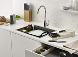 Organizador de cajón de cocina bandeja para cubiertos cubiertos, color gris, Cuchillos de cocina y Santoku, Gris, 1, 14,3 x 39,8.5x7.5 cm