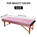 50 sábanas de mesa de masaje, desechables, no tejidas, para cama de spa, tela de polipropileno transpirable, 31 x 70 pulgadas, finas, no impermeables (rosa)