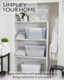 ▶ Rubbermaid Cleverstore - Recipientes de plástico apilables con tapas de cierre duraderas, organización visible, ideal para decoraciones navideñas y almacenamiento de Navidad, paquete de 4