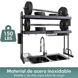 Escurridor de Trastes sobre Fregadero, Estante para Platos sobre el Fregadero de Acero Inoxidable de 2 Niveles Ajustable (70 a 88 CM), Estante de Almacenamiento de Cocina