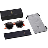 ▶ Anteojos de sol polarizadas redondas retro para mujeres y hombres, clásicas clásico Sunnies SJ2069, Beige Tortoise/Gris, Mediano