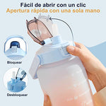 Botella de Agua 2000ml Motivacional Botella Deportiva Reutilizable sin BPA, Marcador de Tiempo y Medición con Pajita para Hacer Ejercicio, Caminar y Cualquier Actividad al Aire Libre (violeta)