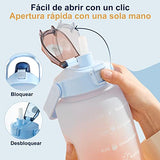 Botella de Agua 2000ml Motivacional Botella Deportiva Reutilizable sin BPA, Marcador de Tiempo y Medición con Pajita para Hacer Ejercicio, Caminar y Cualquier Actividad al Aire Libre (violeta)