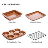 Juego de utensilios antiadherentes para horno tostador, 4 piezas, acero al carbono, fácil de limpiar y perfecto para porciones individuales, cobre