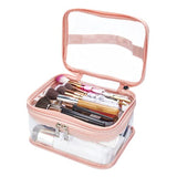 Bolsa de maquillaje transparente de doble capa, bolsa de maquillaje impermeable, bolsa de aseo de viaje, bolsa transparente de PVC para accesorios de pelo y uñas, Rosa/Rebel Fun.,
