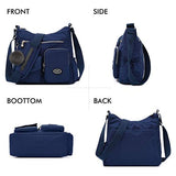 SUKRY Bolsa cruzada de nailon para mujer con bolsillo RFID antirrobo, bolsa de hombro impermeable y bolso de mano, Azul oscuro