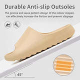 Pantuflas de almohada para hombres y mujeres, de secado rápido, sandalias de plataforma gruesa y suave de secado rápido, sandalias de ducha diarias, pantuflas de baño antideslizantes de verano para interiores y exteriores, Caqui, 14 Wide