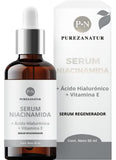 ▶ Serum  facial Niacinamida B3, Vitamina E y Acido hialurónico 50ml | Serum Niacinamide para todos tipos de piel skin barrier hidratante, antioxidante potente reductor de ojeras y líneas de expresión