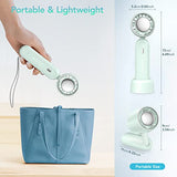 Ventilador de mano portátil, mini ventilador personal, recargable por USB, funciona con pilas, 3 velocidades ajustable, plegable, pequeño ventilador de escritorio con base para mujeres, hombres, hogar, oficina, maquillaje, viajes al aire libre(V