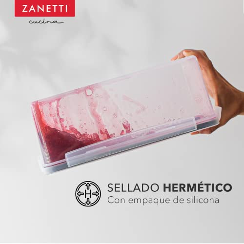 Zanetti - Juego de 4 Recipientes Herméticos de Plástico Premium para Almacenamiento de Pasta - Libres de BPA - 4 Etiquetas de Pizarrón - 1 Marcador
