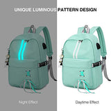 Luminoso Mochila Mochilas Tipo Casual Bolsas Escolares Niña Bolsa de Viaje Bolsos de Mujer Adolescente Backpack School Bag Outdoor Viaje Infantiles Daypack Poliéster Verde
