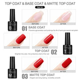 Juego de Esmaltes de UñAs Mate, Base de Gel Y Capa Superior, Esmalte de UñAs Set de Arte de UñAs Para SalóN de UñAs 7ml Cada Botella (Paquete de 3)