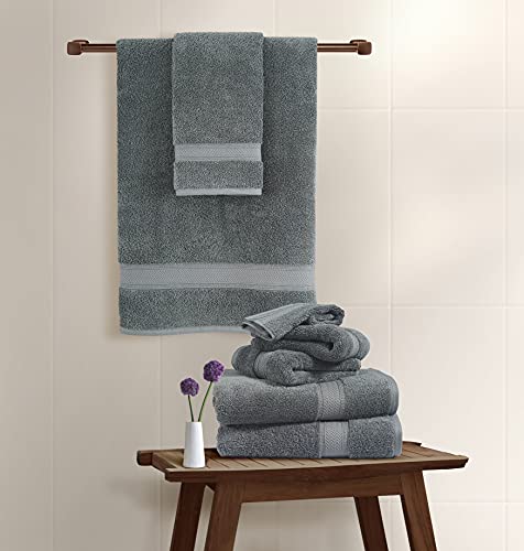 Juego de toallas color gris de spa con calidad de hotel para baño, 10 piezas, 2 toallas de baño, 4 toallas de manos y 4 toallitas, de gimnasio para regadera, 100 % algodón, súper absorbentes