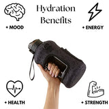 Botella de agua de medio galón con funda de almacenamiento que incluye tapa de popote y tapa de chug, jarra de agua grande reutilizable sin BPA con asa, contenedor deportivo grande H2O de 2.2 litros (72 onzas) (especificación de incógnito)