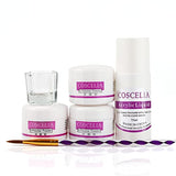 COSCELIA polvo acrílico blanco rosa claro con pincel para decoración de uñas y líquido acrílico para salón de uñas en casa