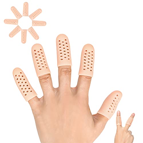Cunas de gel para dedos, soporte protector de dedos (14 piezas, material transpirable nuevo), mangas de dedo ideales para dedos de gatillo, eccema de mano, agrietamiento de dedos, artritis de dedos y mucho más.