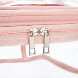 Bolsa de maquillaje transparente de doble capa, bolsa de maquillaje impermeable, bolsa de aseo de viaje, bolsa transparente de PVC para accesorios de pelo y uñas, Rosa/Rebel Fun.,