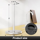 Soporte para toallas de papel, soporte para rollo de toallas de papel de pie para cocina y baño, con ventosas de base pesada para operación con una sola mano (plata)
