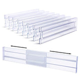▶ Organizador  de cajones ajustables de 3.2 pulgadas de alto, expandibles de 12.5 a 21.7 pulgadas, organizadores de cajones de cocina, separadores de cajones de plástico transparente para ropa, utensilios de cocina y almacenamiento de oficina