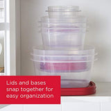 Rubbermaid 16 recipientes de almacenamiento de alimentos con tapas y rejillas de ventilación de vapor, aptos para microondas y lavaplatos, color rojo