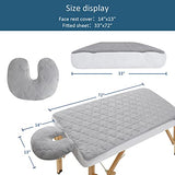 Juego de sábanas de mesa de masaje impermeables de 2 piezas, extra suaves, acogedoras, para mesas de masaje, incluye sábana bajera de masaje y funda para reposamuñecas, color gris