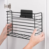 Estante de metal para colgar en la cocina, para bolsas, papel de aluminio, papel de cera, papel saran, accesorios incluidos, acero macizo, color negro