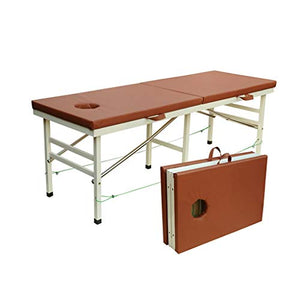 Cama de Masaje, Tubos de Acero Plegable Silla de Masaje Fisica Terapia SPA Belleza Cama Acupuntura Tatuaje Cama (4 Colores) Mesa de Masaje (Color : Brown)