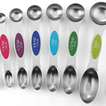 Juego de cucharas medidoras magnéticas, de doble cara, acero inoxidable, se adapta a tarros de especias, multicolor, juego de 8