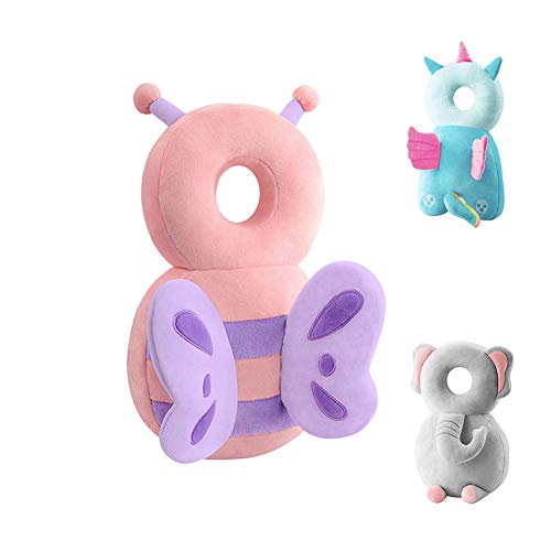 JunNeng Mochila con cojín de protección para la cabeza del bebé, mariposa