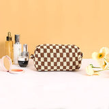 Bolsa de maquillaje para mujer, 1 bolsa de maquillaje de gran capacidad y 1 estuche para lápices, bolsa de almacenamiento para brochas de maquillaje, bolsa de aseo de viaje, Caqui