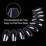 500 Pcs Nails Uñas Postizas Full Cover Nail Uñas Falsas Puntas de Uñas Postizas Uñas Uñas Postizas de Gel Art Tips Sets Funda Completa Uñas Postizas para Bailarina Cosplay Office Lady Puntas de Uñas Postizas Transparente Tamaño Variado Acrílico con Caja p