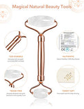 Rodillo de jade Gua Sha, herramientas de cuidado de la piel, masajeador facial de belleza, rodillo de ojos para ojos hinchados, regalos de cuidado personal para mujeres, juegos y kits de cuidado de la piel HANABEE (cuarzo blanco)
