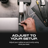 Fuse Reel The Side Kick - Organizador de cargador plegable y accesorio de viaje compatible con MacBook y PC cables de carga y gestión de cables adaptadores, color blanco