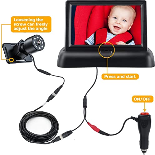 Espejo de coche para bebé, mira al bebé en el asiento trasero con amplia visión cristalina, cámara dirigida al bebé fácilmente para observar cada movimiento del bebé