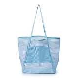 Bolso de playa de malla para mujer, bolso grande, bolso de hombro, plegable, bolsa de viaje, mochila casual, Mesh-Beach, L