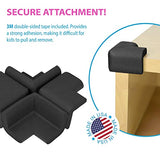 KidKusion 4 cojines de esquina de seguridad, paquete de 4 unidades, color negro, protector de esquina a prueba de niños, fabricado en Estados Unidos, seguridad infantil, parachoques de seguridad para muebles del hogar, protector de mesa a prueba de bebés,