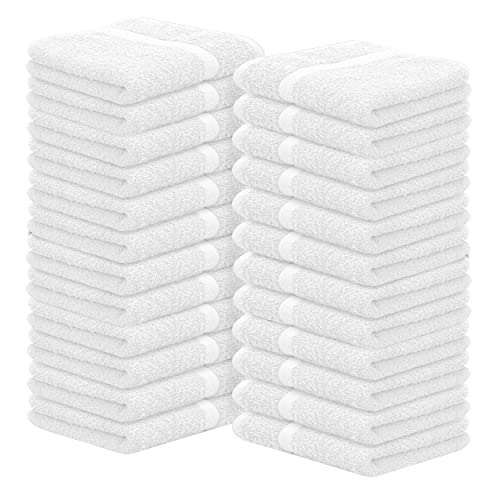 Paños de algodón – Paquete de 24 toallas de algodón hilado en anillo de alta calidad, súper absorbentes, suaves, calidad de spa, toallas de gimnasio, toallas multiusos reutilizables (blanco)