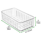 ▶ Juego de 2 Cajas plásticas organizadoras pequeñas – Práctico Organizador de despensa sin Tapa – Organizador de Nevera con Ranuras Laterales de ventilación – Transparente