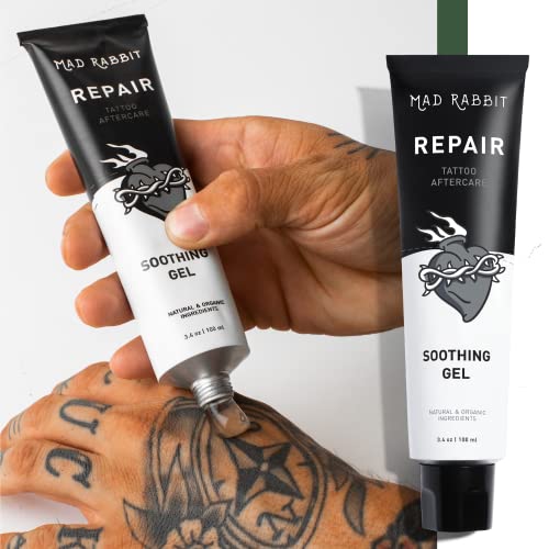 Mad Rabbit Reparación - Gel calmante e hidratante para tatuajes nuevos - Cuidado calmante del tatuaje con ingredientes naturales y orgánicos - Previene la irritación de la piel y los daños