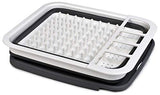 Escurridor plegable para platos – Despega y pliega para un fácil almacenamiento, drena el agua directamente en el fregadero, espacio para ocho platos grandes, cubiertos seccionales y compartimento para utensilios, compacto y portátil.