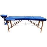 Cama De Masaje Portatil 3 Secciones Madera Y Vinil Azul Lobo
