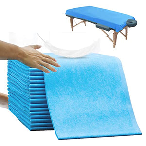 100 piezas de sábanas de mesa de masaje, sábanas desechables de spa no tejidas, transpirables, fundas de cama impermeables para spa, tatuaje, salón, pestañas, suministros de esteticista, color azul