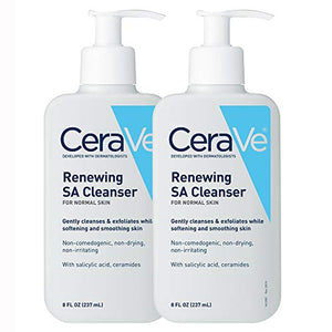 CeraVe Salicylic Acid Cleanser | 2 Pack (8 Ounce each) | Renewing Exfoliating Face Wash with Vitamin D for Rough and Bumpy Skin | Fragrance Free