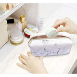Cosmetiquera para Maquillaje 3Pcs Portátil Bolsa de Maquillaje Impermeable PU Multifuncional para Mujer Cosméticos Organizador Estuche Maquillaje (Mármol blanco)