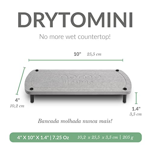 Momo Lifestyle Drytomini - Fregadero de baño de secado rápido para fregadero de piedra, organizador de accesorios, organizador de botellas de tierra diatomácea, estante de secado para platos, esponja